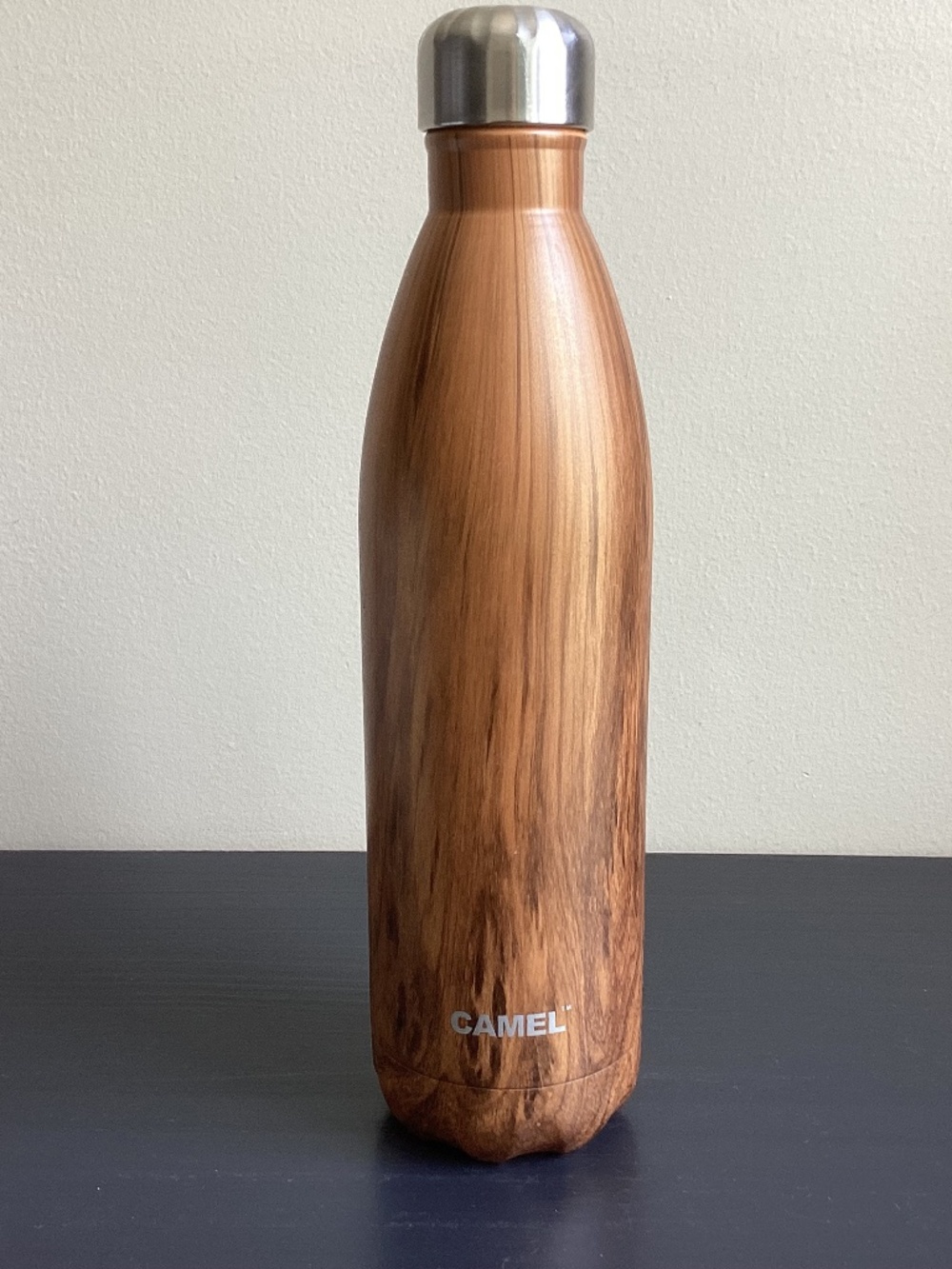 Vintage Flask by CAMEL Stainless Steel Woodgrain Finish 28oz